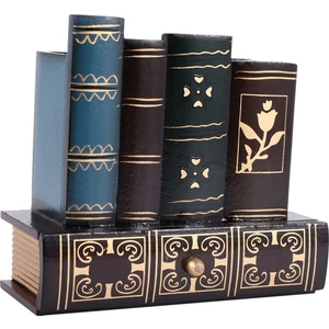 Çok Fonksiyonlu Retro Ahşap Kalemlik Kitap Şekli Ahşap El Sanatları Ev Dekor Kalem Masaüstü Saklama Kutusu Çekmeceli Kırtasiye Tutucu Hediye (Yurt Dışından)