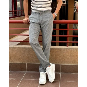 Erkek, Regular-Fit, Lastikli, Old-Money Culture, Pamuklu, Keten Dokuma Kumaş Pantolon 24INP279