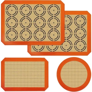 Silikon Pişirme Mat Levha Seti, Kolay Temizlenebilir ve Yapışmaz Gıda Sınıfı Yeniden Kullanılabilir Pişirme Paspasları, Fırın, Makaron, Pizza Için (Yurt Dışından)