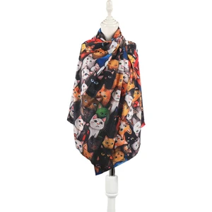 Siyah Kedi Desen Kışlık Şal
