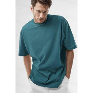 Teenage Millionaire Erkek Petrol Yeşili Bisiklet Yaka Düz Basic Baskısız Oversize Salas T-Shirt