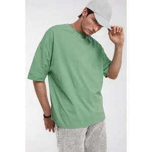 Teenage Millionaire Erkek Açık Yeşil Basic Düz Baskısız Oversize Salas Boyfriend T-Shirt