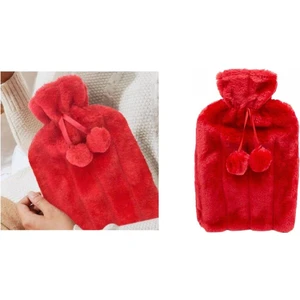 Sıcak Su Torbası Ponponlu Kırmızı 26 x 17 x 2 cm 750 ml