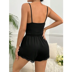 Fancy&dancykadın Siyah Dantel Detaylı Şortlu Büstiyerli Şık Takım 70200