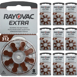 80 Adet Pil, Rayovac Extra 312 Numara Işitme Cihazı Pili, Kulaklık Pili, Duyma Pili, Kulak Pili, Kulak Cihazı Pili (10 Paket x 8 Adet = 80 Adet Pil)