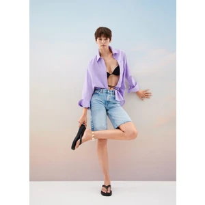 Yırtık Denim Bermuda Şort
