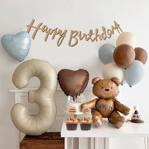 Parti Pera Ayı Ayı Folyo Balon Balon Standı Retro Kalp Folyo Balon Doğum Günü Balon Seti Balon Standı