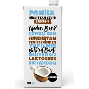 Hindistan Cevizi Sütü 1 L Glutensiz Bitkisel Bazlı Laktozsuz Vegan Şekersiz