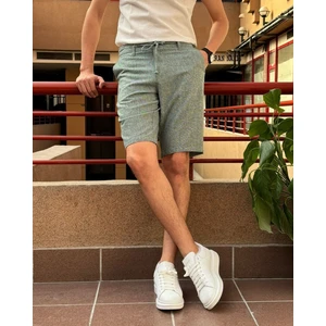 Erkek, Bel Bağcıklı, Old Money, Pamuklu, Keten Dokuma Şort 24INP281