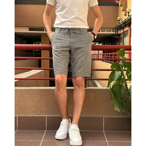 Erkek, Bel Bağcıklı, Old Money, Pamuklu, Keten Dokuma Şort 24INP281