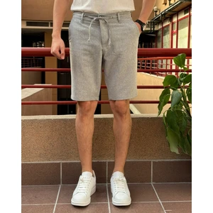 Erkek, Bel Bağcıklı, Old Money, Pamuklu, Keten Dokuma Şort 24INP281