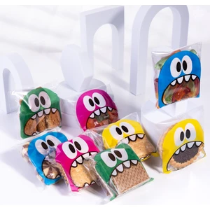 Karışık Canavar Desenli Bantlı Cake Pops ve Kurabiye Poşeti, 10X15 Cm, 100 Adet