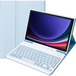 Samsung Galaxy Tab S9 Fe Buz Mavisi Için Bluetooth Klavye Deri Kılıf (Yurt Dışından)
