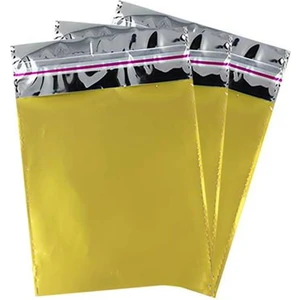 Metalize Bantlı Poşet 20X25 cm Altın 100 Lü (1 Paket 100 Adet)