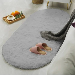 Vila Nova Home Gri Oval Post Halı Peluş Yumuşak Kaymaz Dot Taban