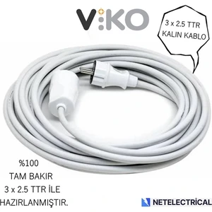 Tekli Topraklı Seyyar Uzatma Kablosu 3 Metre (Tam Bakır Kalın 3 x 2.5 Ttr Kablo)