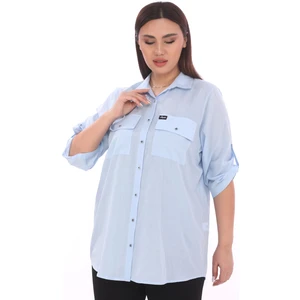 Lady Majestic %100 Cotton Büyük Beden Natural Gömlek