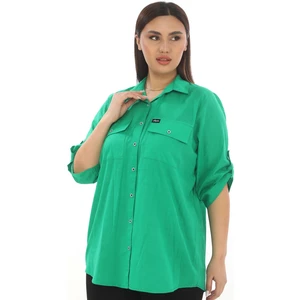 Lady Majestic %100 Cotton Büyük Beden Natural Gömlek