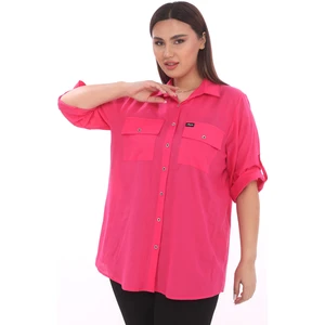 Lady Majestic %100 Cotton Büyük Beden Natural Gömlek