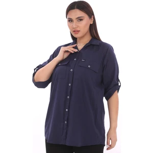 Lady Majestic %100 Cotton Büyük Beden Natural Gömlek