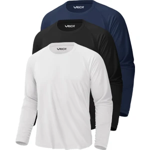 Erkek 3'Lü Paket Basic Uzun Kollu T-Shirt Sporcu Body T-Shirt