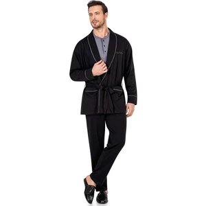 Pierre Cardin 5605 Erkek Çeyizlik 3'lü Rob Pijama Takım-Siyah