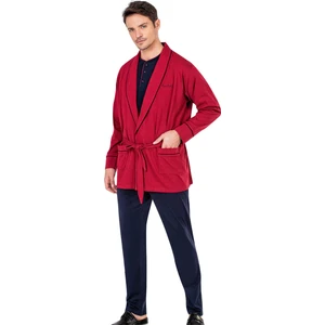 Pierre Cardin 5605 Erkek Çeyizlik 3'lü Rob Pijama Takım-Bordo