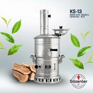 Krom Ayrılabilir Odunlu Semaver 4 Lt