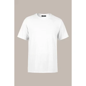 Erkek Beyaz T- Shirt Regular Fit Rahat Kesim Bisiklet Yaka Basic Tişört
