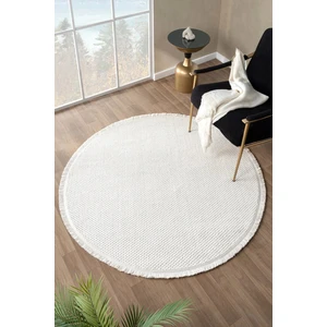 Eliz Home Beyaz Krem Yumuşak Dokulu Yuvarlak Halı Kilim Mutfak Koridor Yolluk Dokuma Makine Halısı 007 Daire