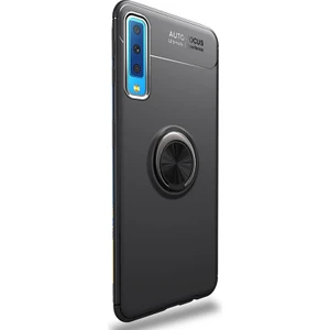 Samsung Galaxy A70 Kılıf Ravel Yüzüklü Mıknatıslı Silikon Siyah