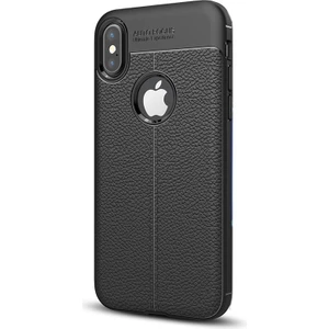 Apple iPhone Xs Kılıf Niss Silikon Deri Görünümlü Ultra Koruma Siyah