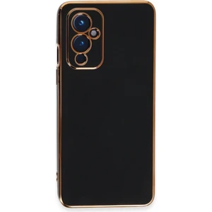 Oneplus 9 Kılıf Bark Silikon Renkli Kenarları Parlak Siyah