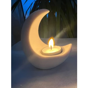 Love Candle Dekor Ay Şekilli Mumluk, Ramazan Dekorasyonu, Ay Şekilli Tealight Mumluk