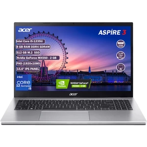 Aspire 3 Intel Core I5 1235U 8 GB 512 GB SSD MX550 2 GB Freedos 15.6" Fhd Taşınabilir Bilgisayar NX.K6WEY.008