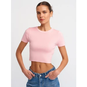 10357 Bisiklet Yaka Kısa Kol Crop Kazak-Açık Pembe