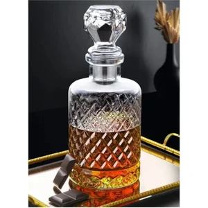 Ahlat Store Kristal El Yapımı Lüks Viski Şişesi Sürahi Karaf 1.2 Litre