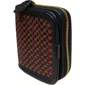 Kadın Fermuarlı ve Çıt Çıt Kapamalı El Yapımı Cüzdan (Maru)