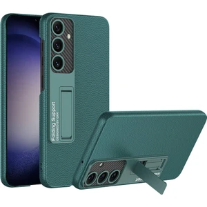 Galaxy S24 Plus Kılıf Zore Deri Karbon Desenli Kıpta Standlı Kapak