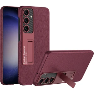 Galaxy S24 Plus Kılıf Zore Deri Karbon Desenli Kıpta Standlı Kapak