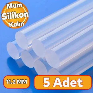 Kalın 5 Adet Mum Silikon 11.2 mm Çubuk Sıcak Silikon Hobi Süs Hediyelik Eşya Maket Yapıştırma