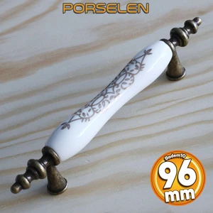 Gerçek Porselen Antik Sarı 96 mm Kulp Mobilya Mutfak Kulplar Dolabı Çekmece Kulbu Dolap Kapak Kulpu