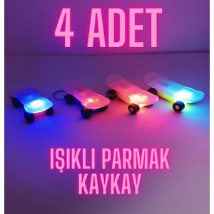 LRS Store 4 Adet Işıklı Parmak Kaykay Anahtarlık Yeni Nesil Stres Oyuncak Kay Kay Finger Finger Skateboard