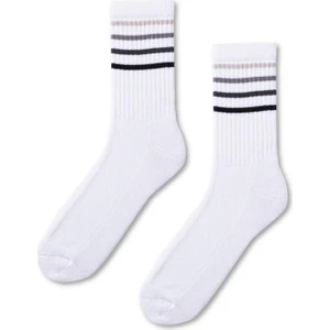 Katia & Bony  Renkli Çizgili Havlu Tabban Unisex Çorap Beyaz/grey