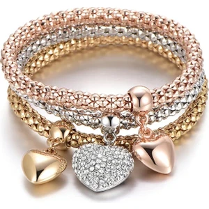 Qiuhong Shop No.11 Boyutu Baykuş Kolye Mısır Zincir Bilezik Bilezik 3 Renk Seti Kristal Rhinestone Zirkon Elastik Patlamış Mısır Bilezik Bayanlar Charm Takı (Yurt Dışından)