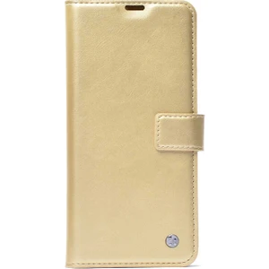 Samsung Galaxy M21 Kılıf Kar Delüx Cüzdan Kartlıklı Kopçalı Gold