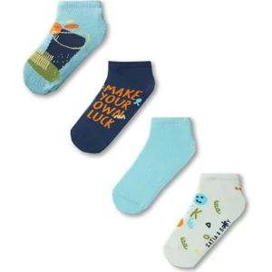 Katia & Bony Erkek Çocuk Gülen Surat Desenli 4'lü Kutulu Patik Çorap