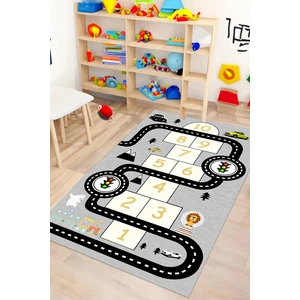 Decomia Home Dijital Kaymaz Yıkanabilir Araba Yollu Eğlenceli Eğitici Gri Çocuk Halısı Çocuk Oyun Halısı