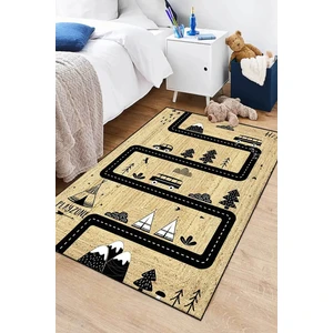 Decomia Home Dijital Kaymaz Jüt Görünümlü Araba Yollu Çocuk Halısı Oyun Halısı Oyun Matı