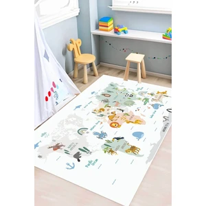 Decomia Home Dijital Kaymaz Yıkanabilir Sevimli Hayvanlar & Dünya Haritası Çocuk Halısı Oyun Halısı